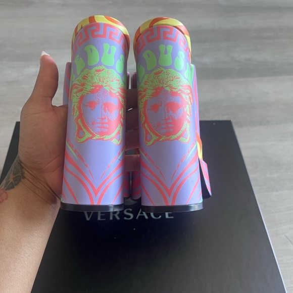 Versace Medusa Music Platform Mules on SALE | Saks OFF 5TH VERSACE \'Medusa Music\' Platform Mules Sz. 7